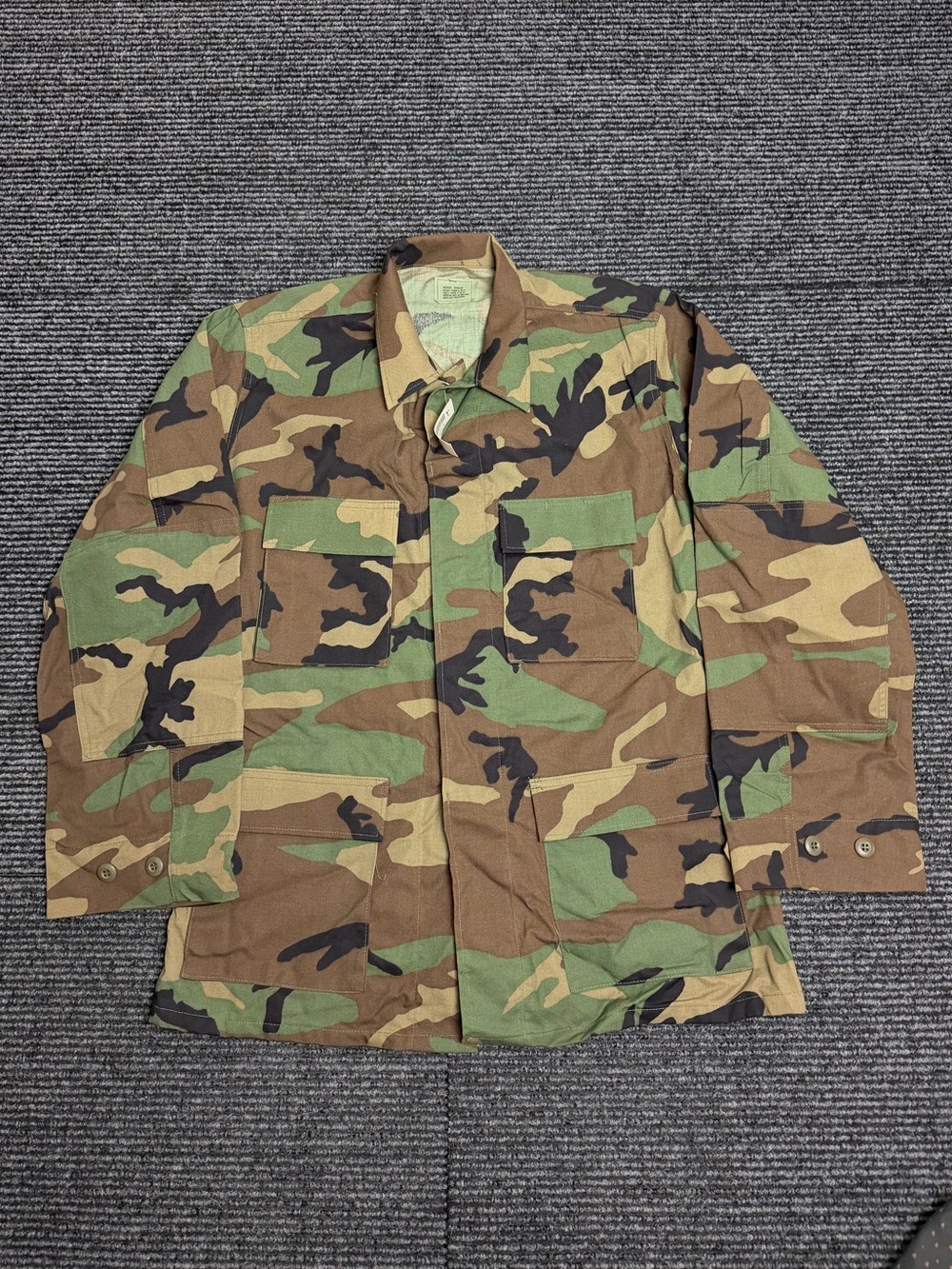 Vintage Military Jacket Men Medium Woodland Camo 90s Combat Coat 1995 Field